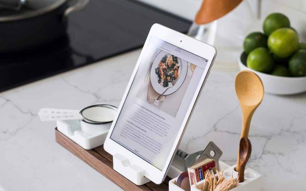 tablet on granit counter